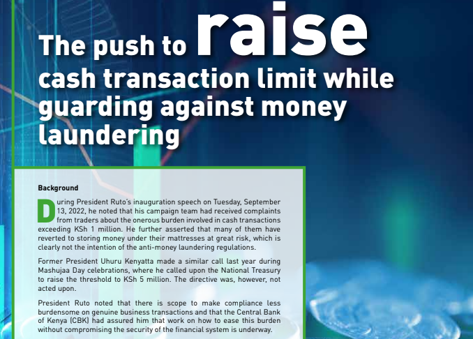 The push to raise cash transaction limit while guarding against money laundering